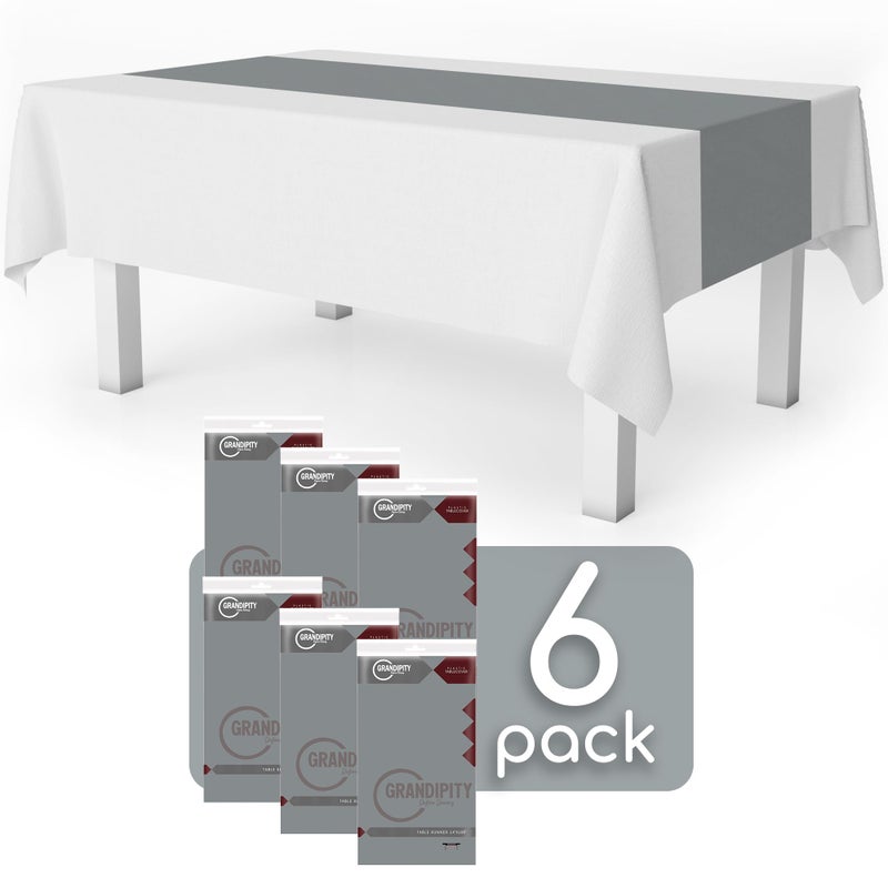 Grandipity Silver 6 Pack Premium Disposable Plastic Table Runner 14 x 108 Inch. Table Runner for Dinner Parties & Events by Grandipity - Image 2